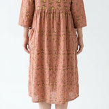 Yellow Floral Linen-Look, Viscose — mockup: dress bodycon