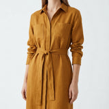 Tencel Lyocell Linen Woven Fabric, 210 gsm, 148 cm — Orange — mockup: dress bodycon