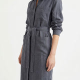 Dark Blue Marl Linen-Look, Polyester, 147 gsm — mockup: dress bodycon