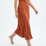 100% Viscose Twill Fabric, 150 gsm, 140 cm — Orange — mockup: dress bodycon
