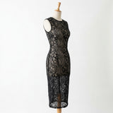 Black Floral Lace, Nylon, 125 gsm — mockup: dress bodycon
