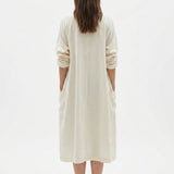 100% Polyester Linen-Look Fabric, 210 gsm, 150 cm — White — mockup: dress bodycon