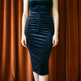 Silver Dots Velvet, Polyester, 290 gsm — mockup: dress bodycon