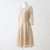 Beige Floral Lace, Polyester — mockup: dress bodycon