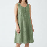 Green Marl Woven, Linen-Tencel Lyocell, 116 gsm — mockup: dress bodycon