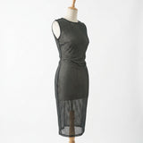 Dark Grey Diamond Mesh, Polyester — mockup: dress bodycon