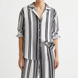 Black Vertical-Stripe Linen-Look, Polyester — mockup: dress bodycon