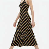 Black Horizontal-Stripe Ponte Knit, Viscose — mockup: dress bodycon