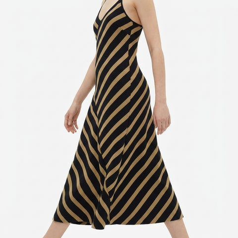 Black Horizontal-Stripe Ponte Knit, Viscose