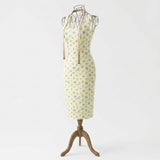 Pink Floral Crepe, Cotton-Poly, 198 gsm — mockup: dress bodycon