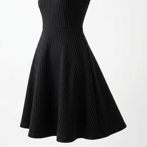 White Vertical-Pinstripe Ponte Knit, Poly-Viscose