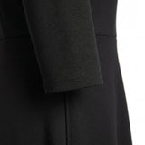 Polyester Stretch Ponte Knit Fabric, 250 gsm, 165 cm — Black — mockup: dress bodycon