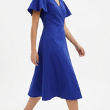 Cotton Stretch Twill Fabric, 270 gsm, 160 cm — Blue — mockup: dress bodycon