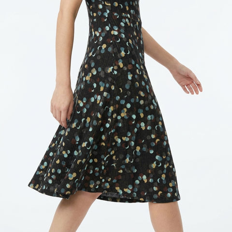 Blue Dots Rib Knit, Polyester, 160 gsm