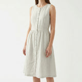 Slub 100% Cotton Linen-Look Fabric, 122 gsm, 145 cm — Khaki — mockup: dress bodycon
