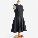Viscose Nylon Stretch Ponte Knit Fabric, 300 gsm, 150 cm — Black — mockup: dress bodycon