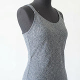 Dark Grey Stripe Crepe, Poly-Viscose — mockup: dress bodycon