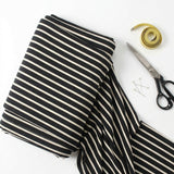 Black Horizontal-Stripe French Terry, Poly-Cotton, 464 gsm — mockup: dress bodycon