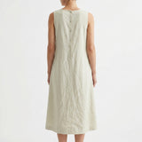 Polyester Stretch Linen-Look Fabric, 245 gsm, 160 cm — Beige — mockup: dress bodycon