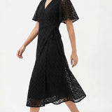 Black Openwork-Diamond Lace, Polyester — mockup: dress bodycon