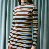 Brown Horizontal-Stripe Velvet, Polyester, 190 gsm — mockup: dress bodycon