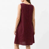 Polyester Stretch Linen-Look Fabric, 240 gsm, 152 cm — Red — mockup: dress bodycon