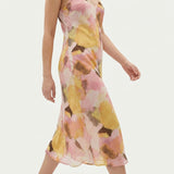 Brown Abstract Chiffon, Polyester — mockup: dress bodycon