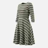 Charcoal Horizontal-Stripe Ponte Knit, Poly-Cotton — mockup: dress bodycon