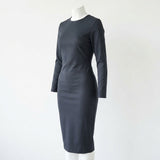 Polyester Viscose Stretch Twill Fabric, 230 gsm, 150 cm — Navy — mockup: dress bodycon