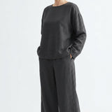 Polyester Stretch Linen-Look Fabric, 250 gsm, 162 cm — Grey — mockup: dress bodycon