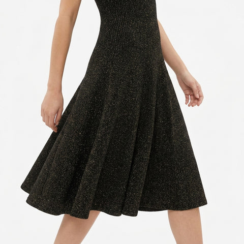 Black Marl Rib Knit, Viscose-Poly, 320 gsm