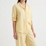 Polyester Stretch Linen-Look Fabric, 220 gsm, 165 cm — Yellow, ref EF-246820 — mockup: dress bodycon