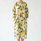 Yellow Leaves Woven, Viscose-Linen — mockup: dress bodycon