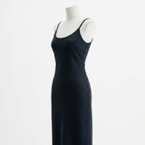 Dark Blue Marl Scuba Knit, Polyester — mockup: dress bodycon