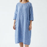 Blue Marl Woven, Linen-Tencel Lyocell — mockup: dress bodycon