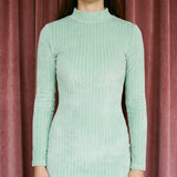 Cotton Polyester Velvet Fabric, 220 gsm, 170 cm — Green — mockup: dress bodycon