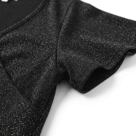 Black Marl Rib Knit, Poly-Viscose, 200 gsm, ref EF-273039