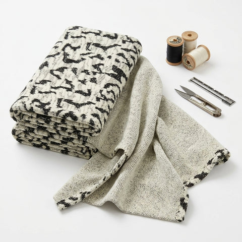 Black Animal Print French Terry, Cotton-Poly