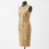 Tan Irregular-Animal Print Sherpa Fleece, Polyester — mockup: dress bodycon