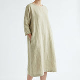 Linen Viscose Stretch Woven Fabric, 180 gsm — Khaki — mockup: dress bodycon