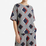 Dark Blue Chevrons Woven, Ramie-Cotton — mockup: dress bodycon