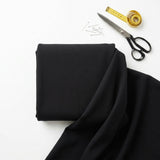 Cotton Polyester Stretch Ponte Knit Fabric, 350 gsm, 170 cm — Black — mockup: dress bodycon