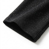 Black Marl Ponte Knit, Polyester, 250 gsm — mockup: dress bodycon