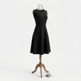 Viscose Nylon Stretch Ponte Knit Fabric, 380 gsm, 155 cm — Black, ref EF-269551 — mockup: dress bodycon