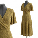 Gold Openwork Pointelle Knit, Polyester — mockup: dress bodycon