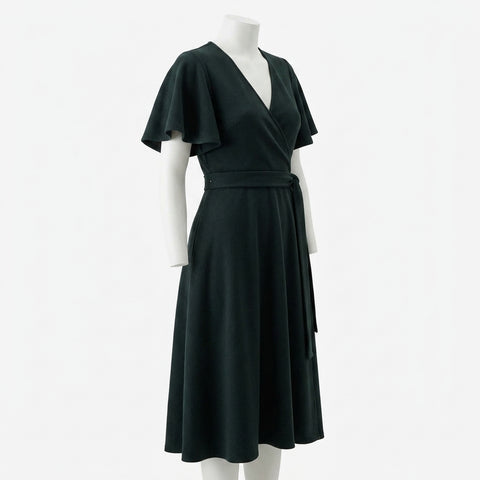 Dark Teal Marl Ponte Knit, Poly-Viscose