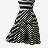 Black Horizontal-Stripe Ponte Knit, Poly-Cotton, 295 gsm, 164 cm — mockup: dress bodycon