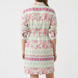Pink Floral Linen-Look, Polyester, 150 gsm — mockup: dress bodycon