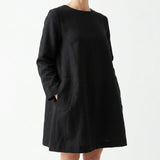 Jacquard 100% Polyester Linen-Look Fabric, 300 gsm, 155 cm — Black — mockup: dress bodycon