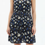 White Abstract-Floral Linen-Look, Polyester — mockup: dress bodycon